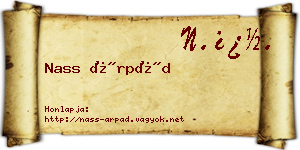 Nass Árpád névjegykártya